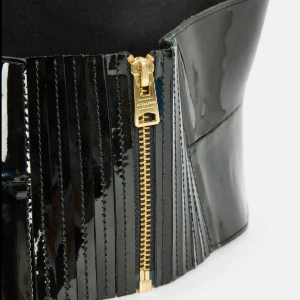 All Saints Oakley Patent Leather Corset Belt, L, NWT's - Picture 5 of 6